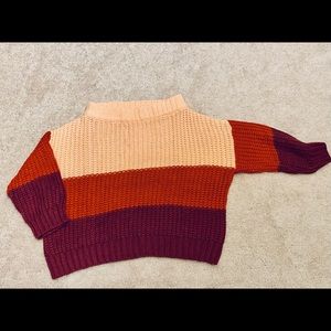 Colorblock, off shoulder sweater